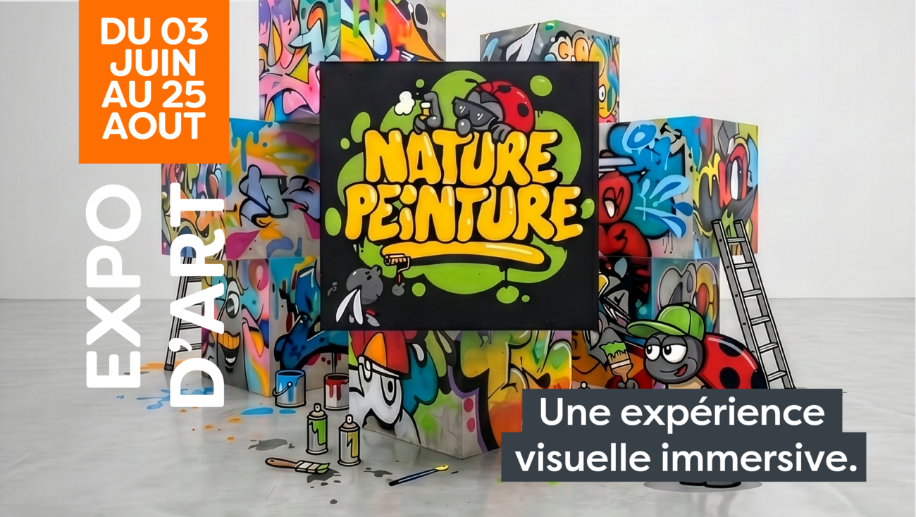 Visuel pour une animation artistique qui montre des cubes d'arts peints et graphés.